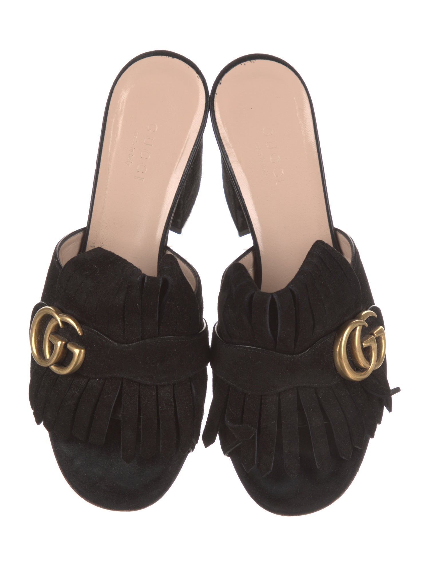 Gucci Double G Logo Suede Slides