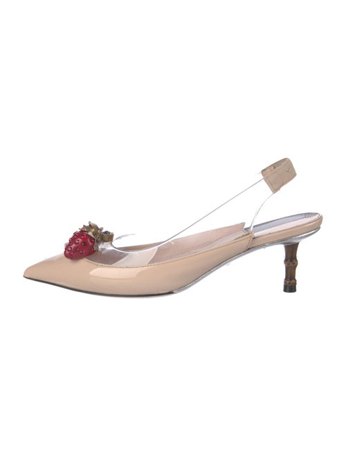 Gucci Patent Leather Colorblock Pattern Slingback Pumps