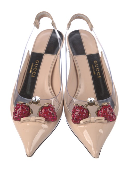 Gucci Patent Leather Colorblock Pattern Slingback Pumps