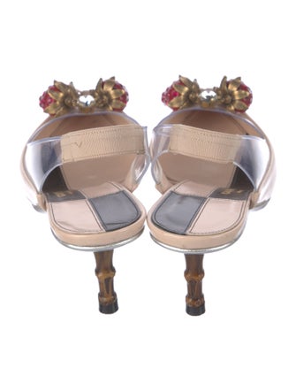 Gucci Patent Leather Colorblock Pattern Slingback Pumps