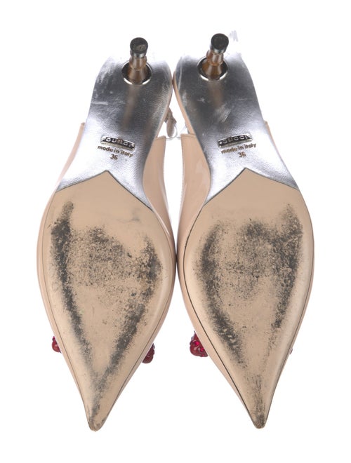 Gucci Patent Leather Colorblock Pattern Slingback Pumps