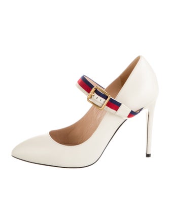 Gucci Sylvie Web Accent Leather Pumps