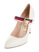 Gucci Sylvie Web Accent Leather Pumps