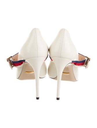 Gucci Sylvie Web Accent Leather Pumps