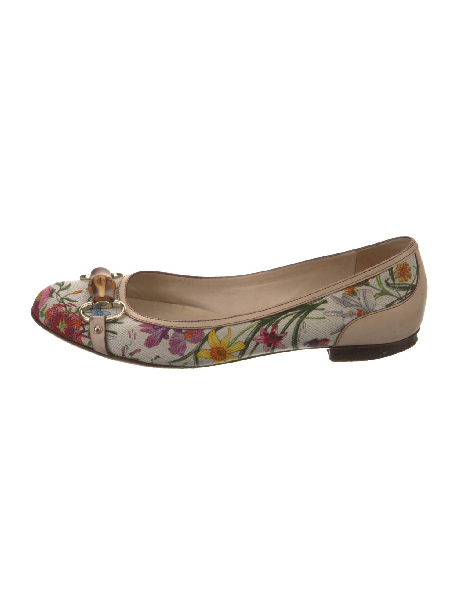 Gucci Flora Print Canvas Ballet Flats