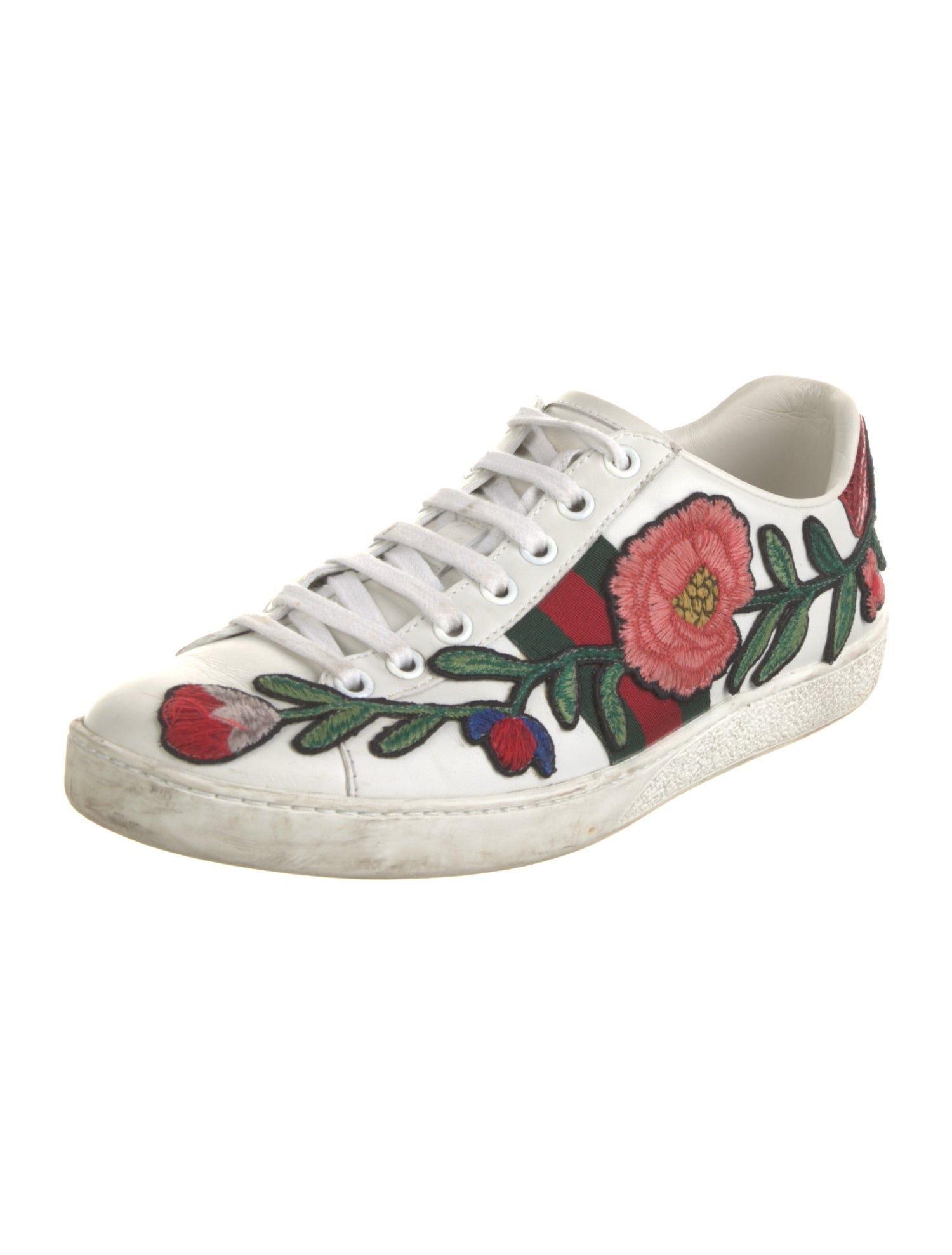 Gucci Web Accent Leather Sneakers