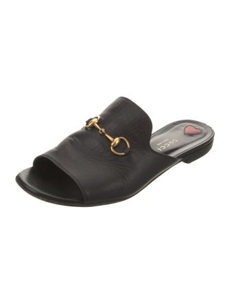 Gucci Horsebit Accent Leather Slides