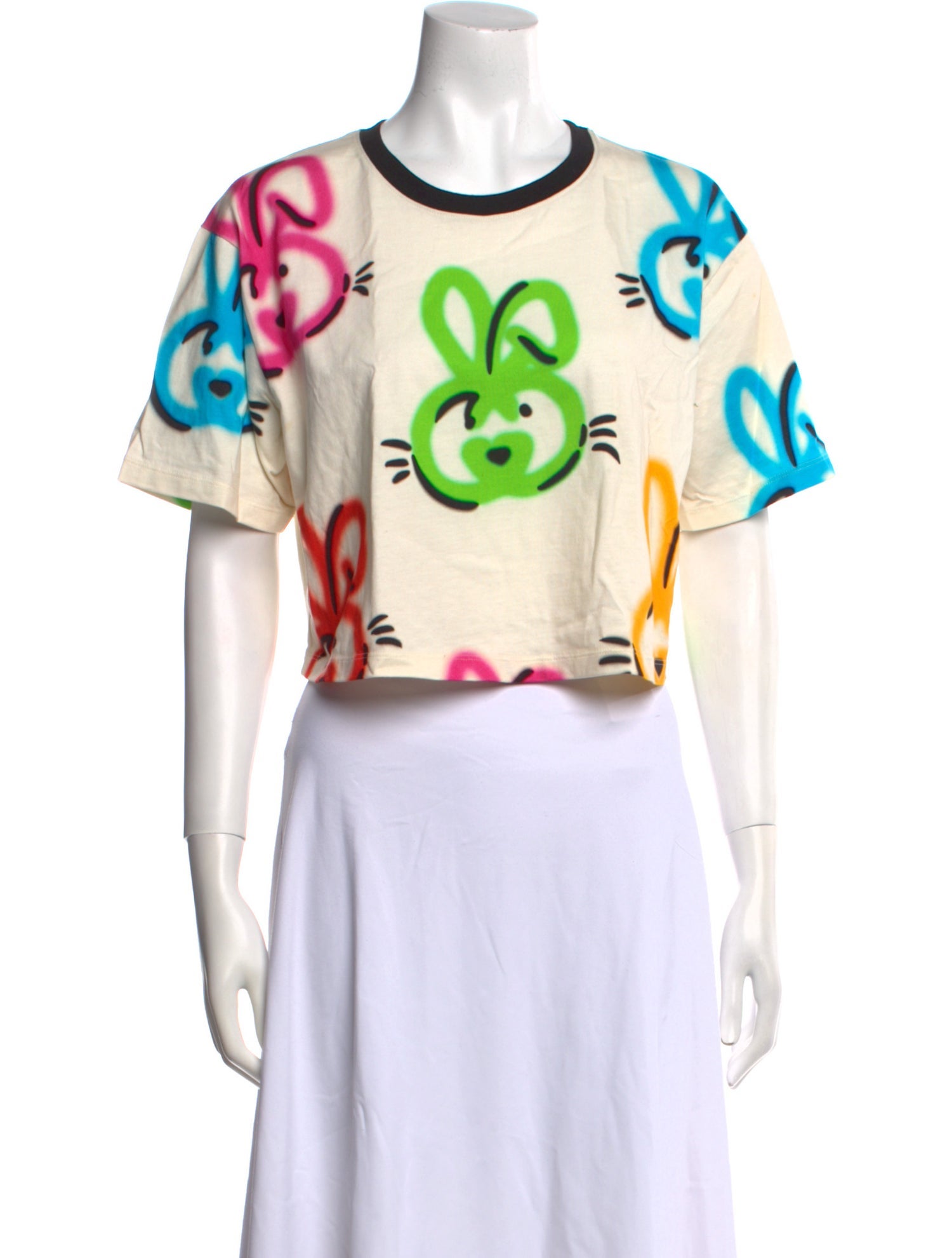 Gucci Printed Crew Neck Crop Top