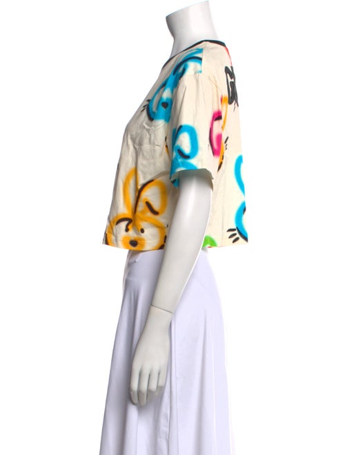 Gucci Printed Crew Neck Crop Top