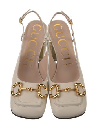Gucci Horsebit Accent Leather Slingback Pumps