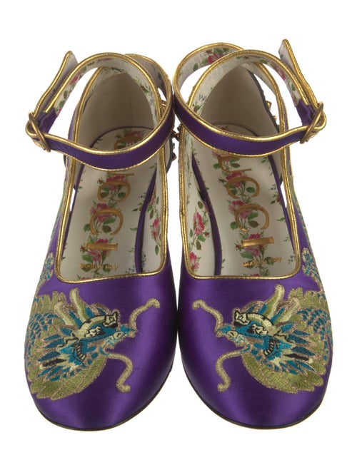 Gucci Dragon Accent Satin Pumps