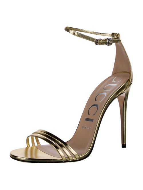 Gucci Leather Crystal Embellishments Sandals