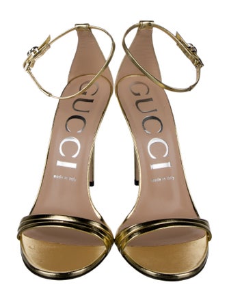 Gucci Leather Crystal Embellishments Sandals