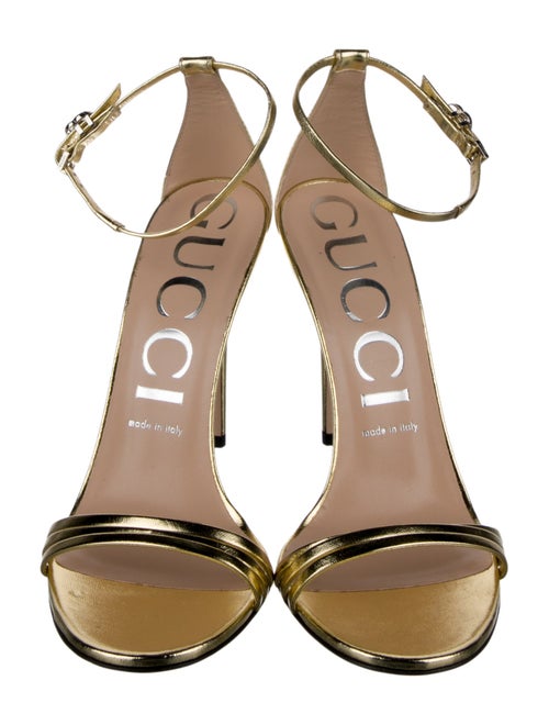 Gucci Leather Crystal Embellishments Sandals