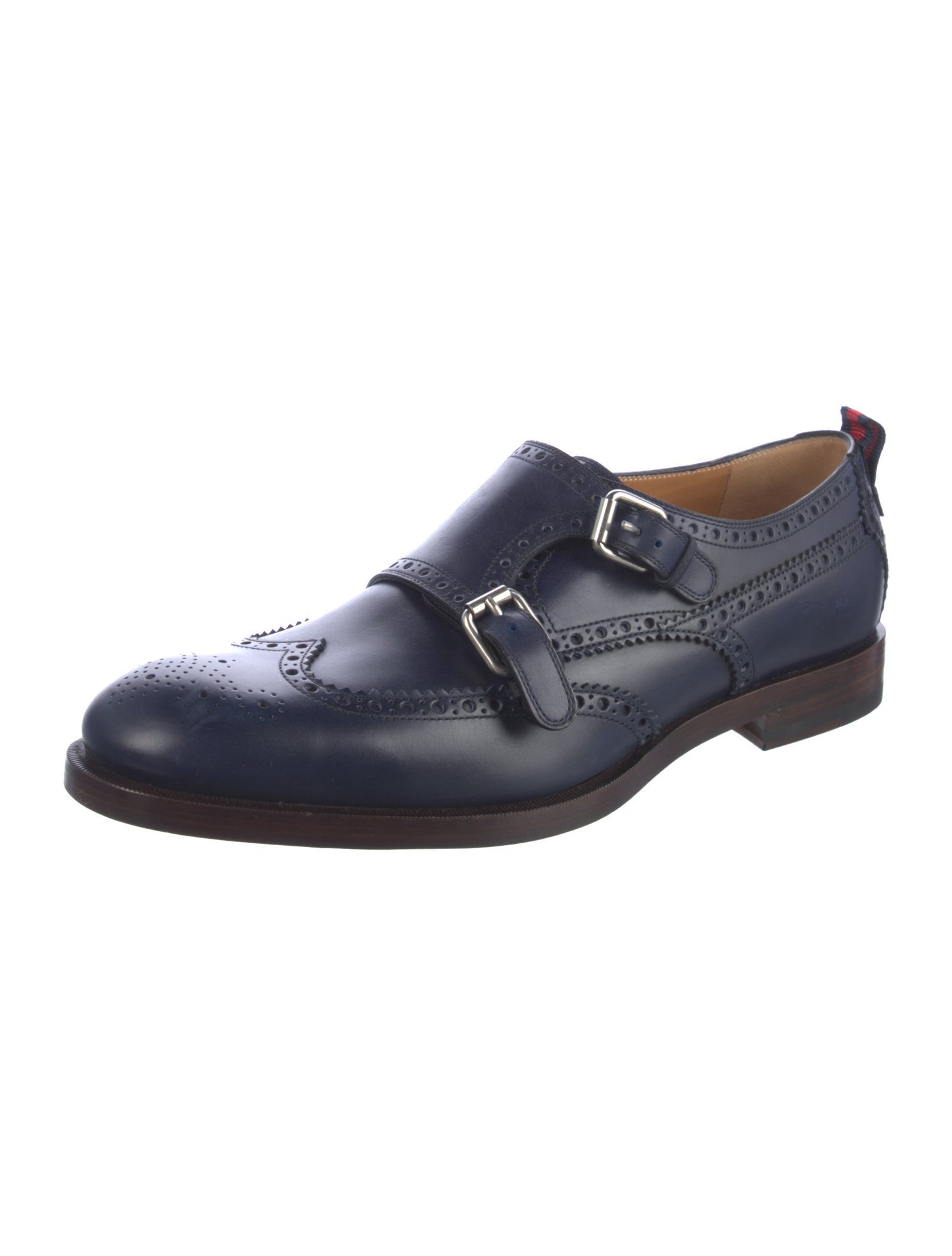 Gucci Leather Scalloped Accent Monk Straps