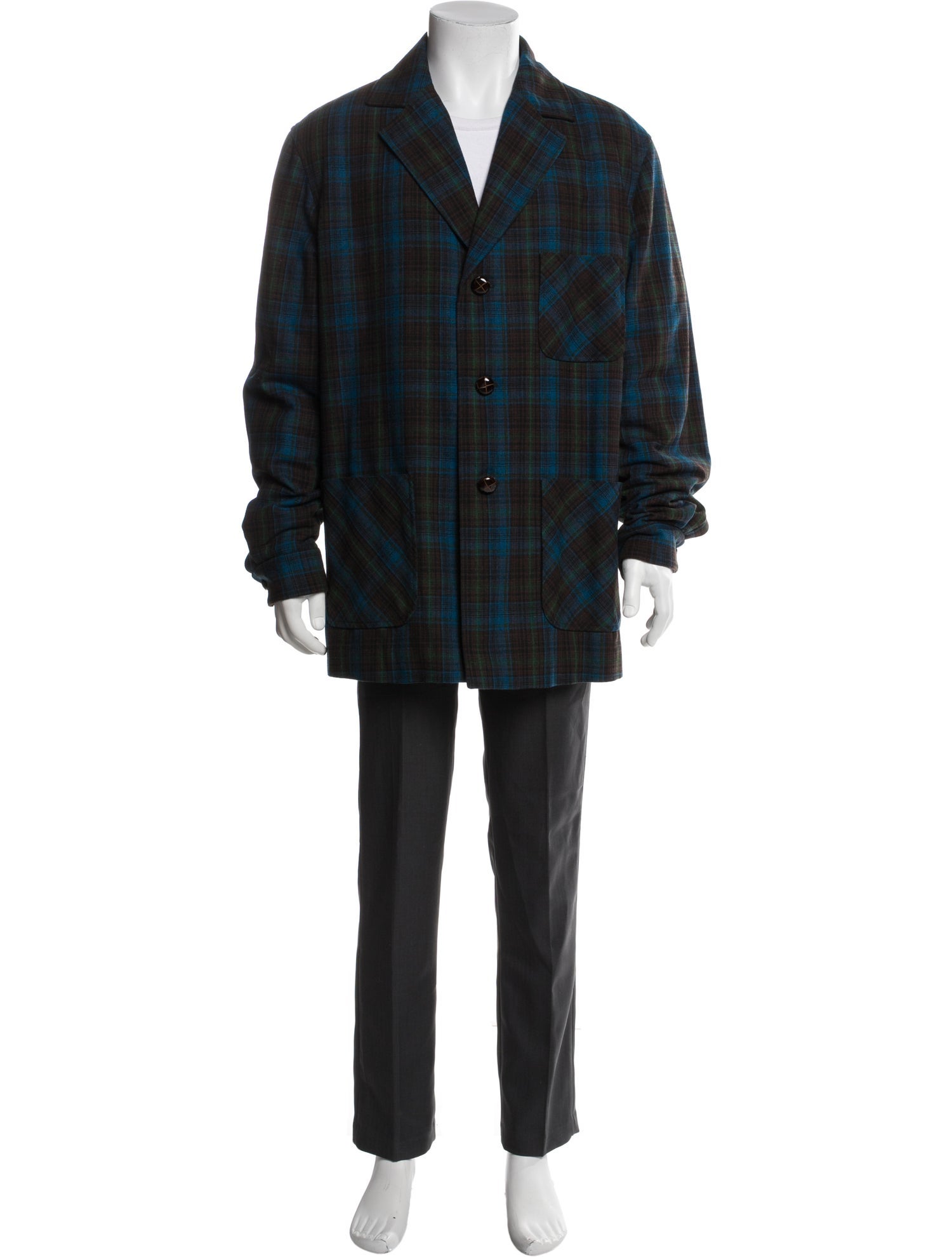 Gucci Wool Plaid Print Overcoat w/ Tags