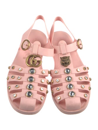Gucci Running GG Logo Rubber Slingback Sandals