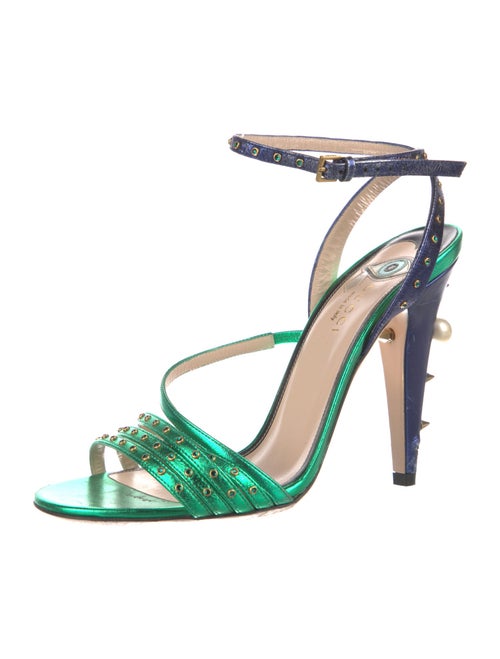 Gucci Faux Pearl Accents Leather Sandals