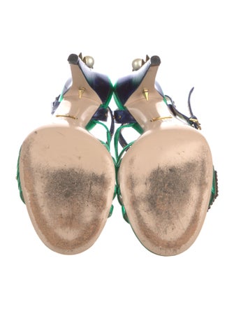 Gucci Faux Pearl Accents Leather Sandals