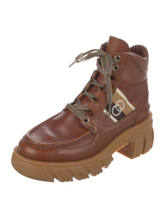 Gucci Interlocking G Logo Leather Combat Boots