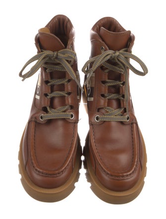 Gucci Interlocking G Logo Leather Combat Boots
