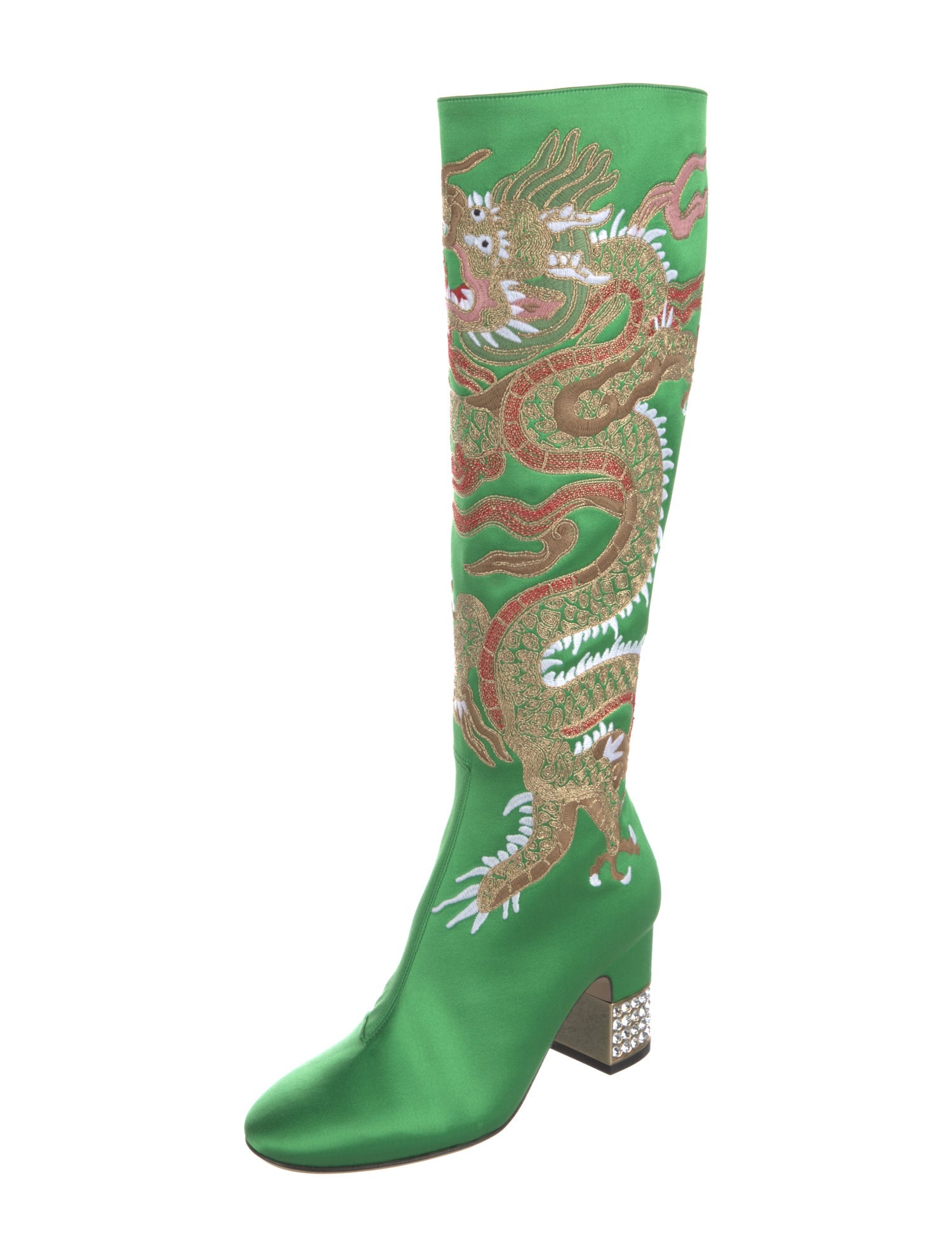 Gucci Satin Printed Riding Boots