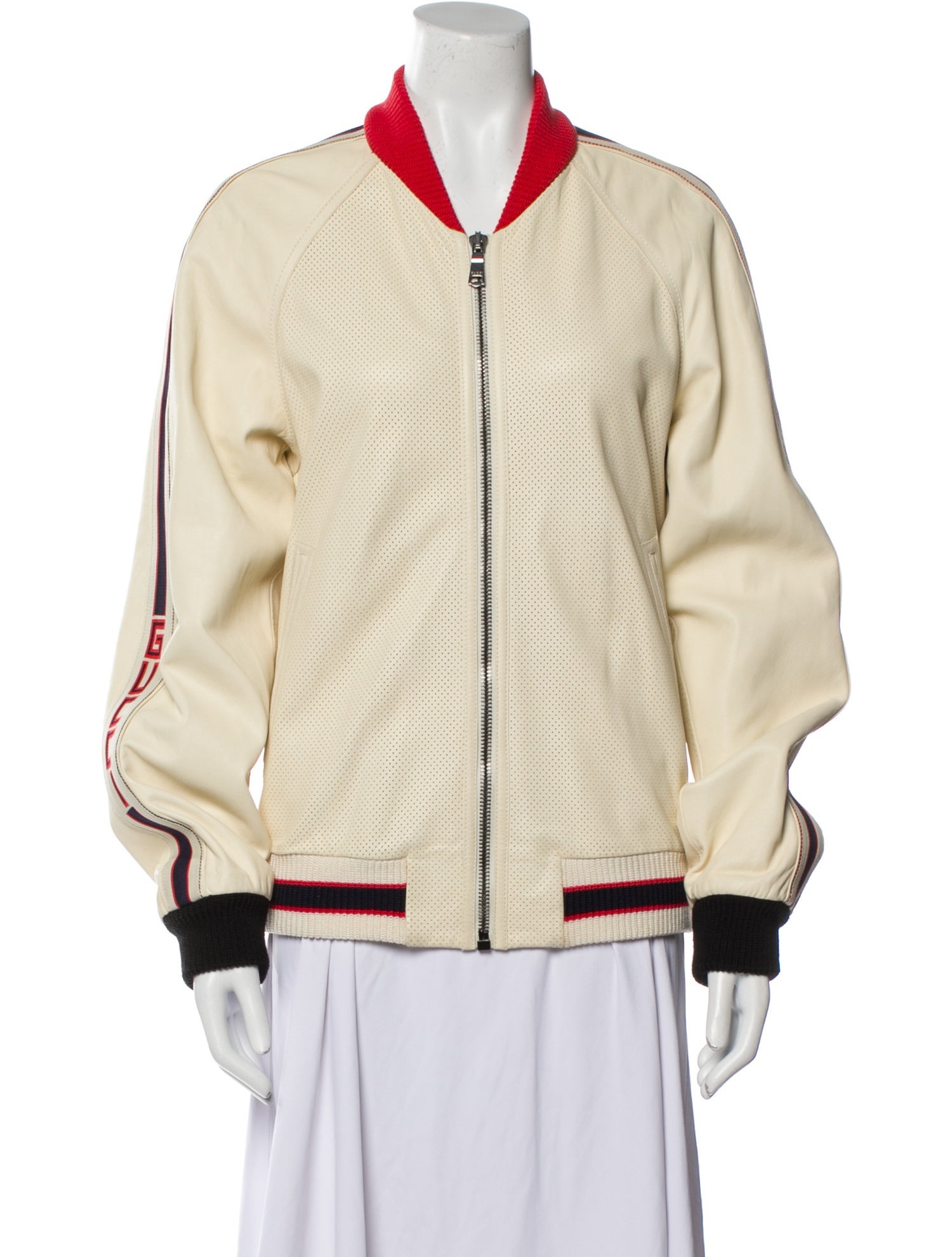 Gucci Leather Bomber Silk Bomber Jacket