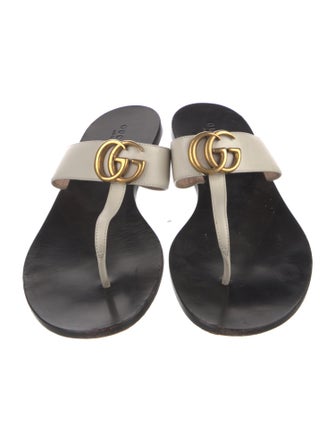 Gucci Double G Logo Leather Slides