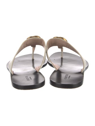 Gucci Double G Logo Leather Slides