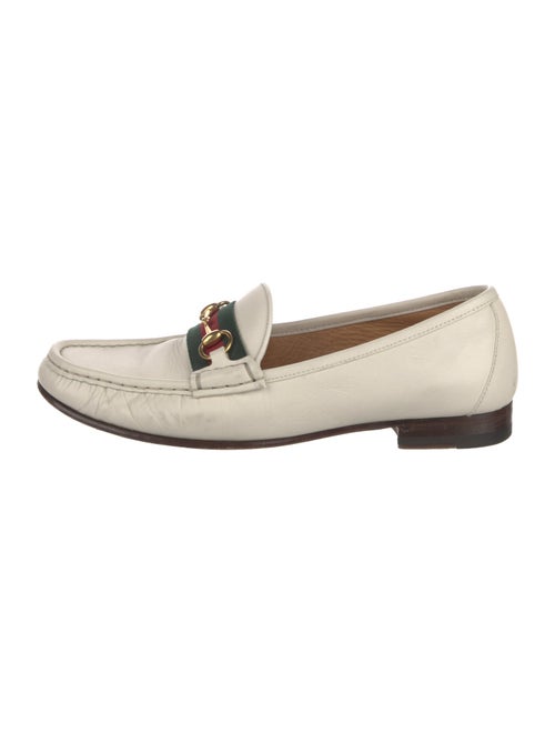 Gucci Web Accent Leather Loafers