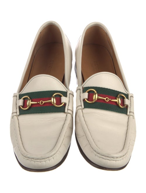 Gucci Web Accent Leather Loafers