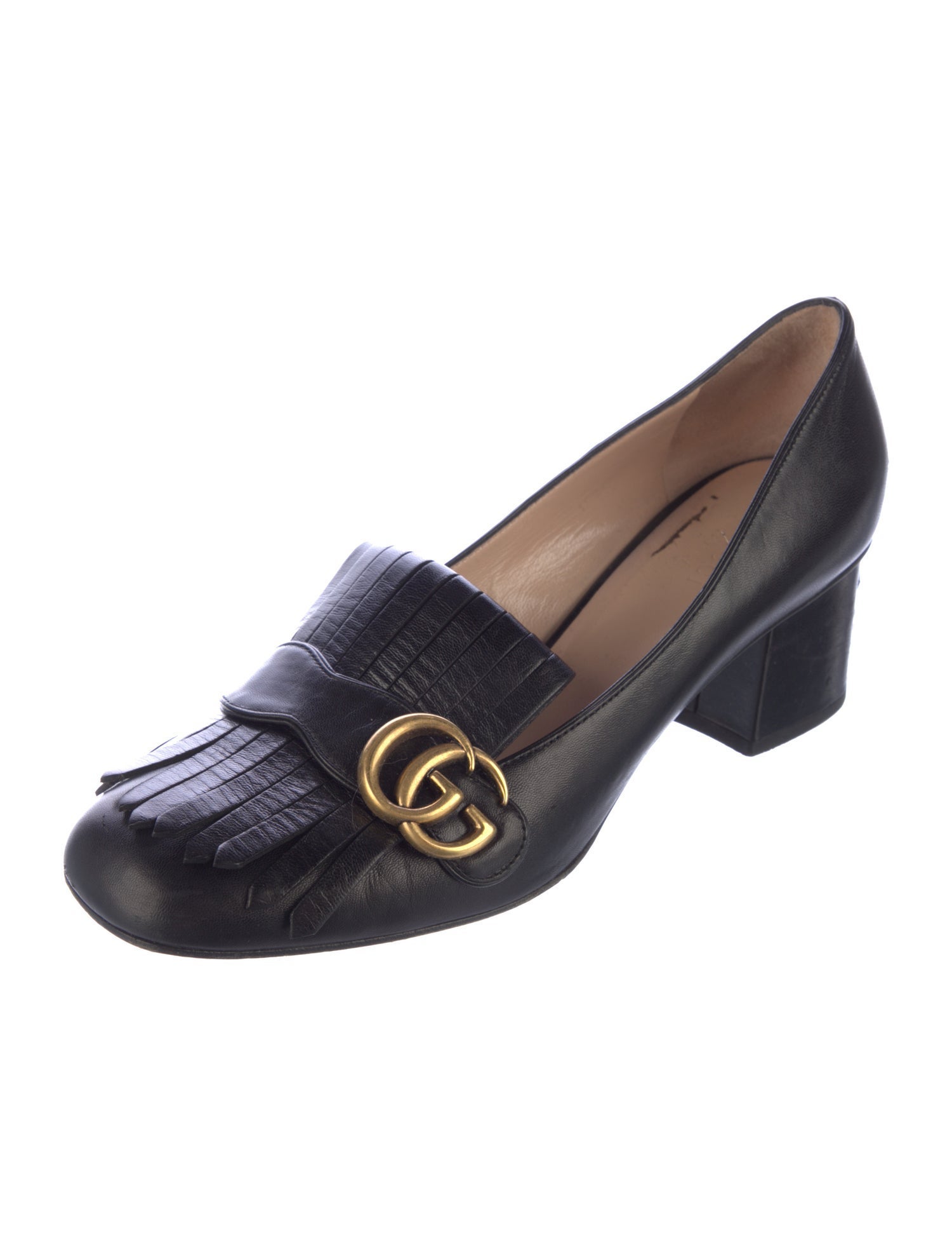 Gucci Double G Logo Leather Pumps
