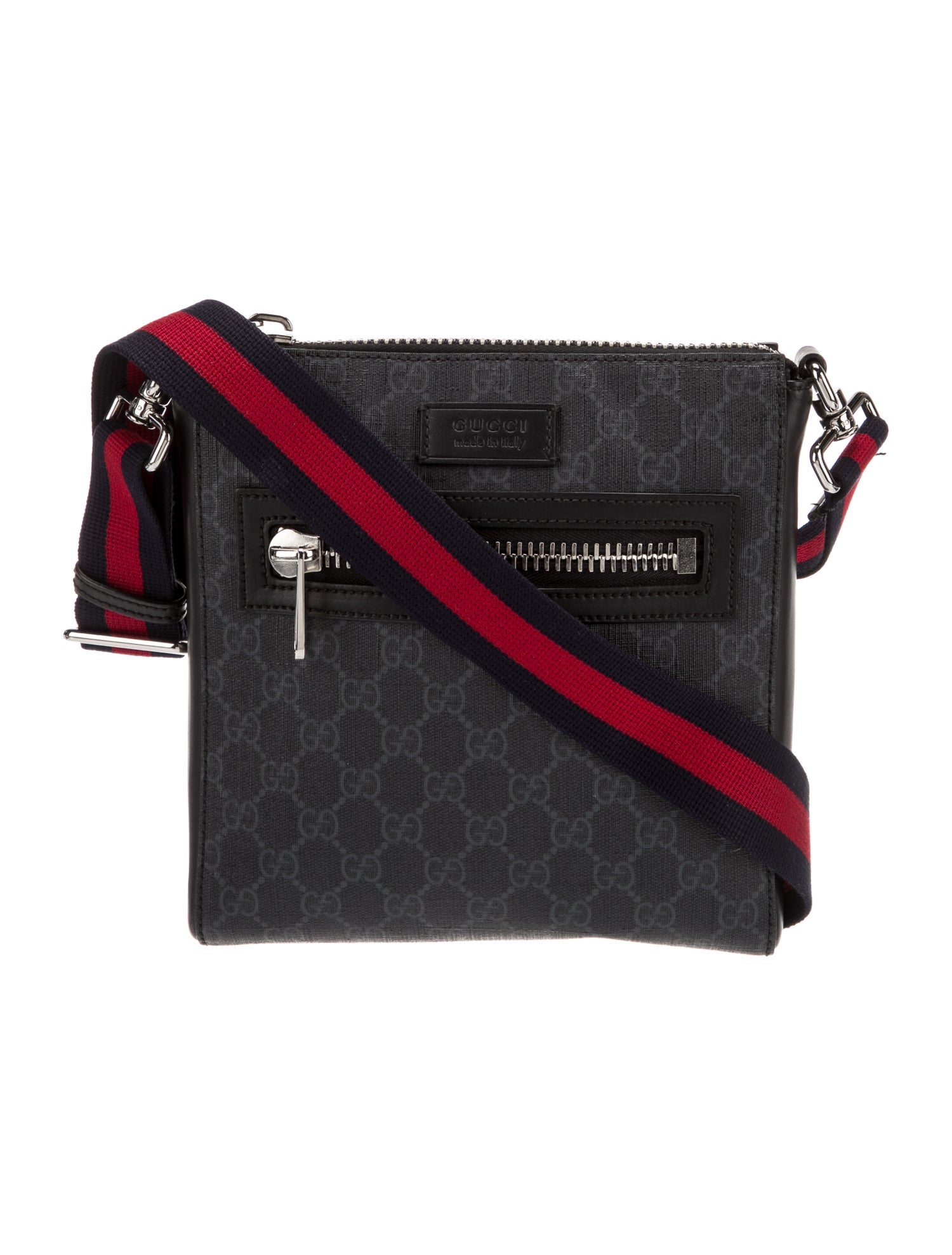 Gucci GG Supreme GG Supreme Monogram Web Small Flat Messenger Bag