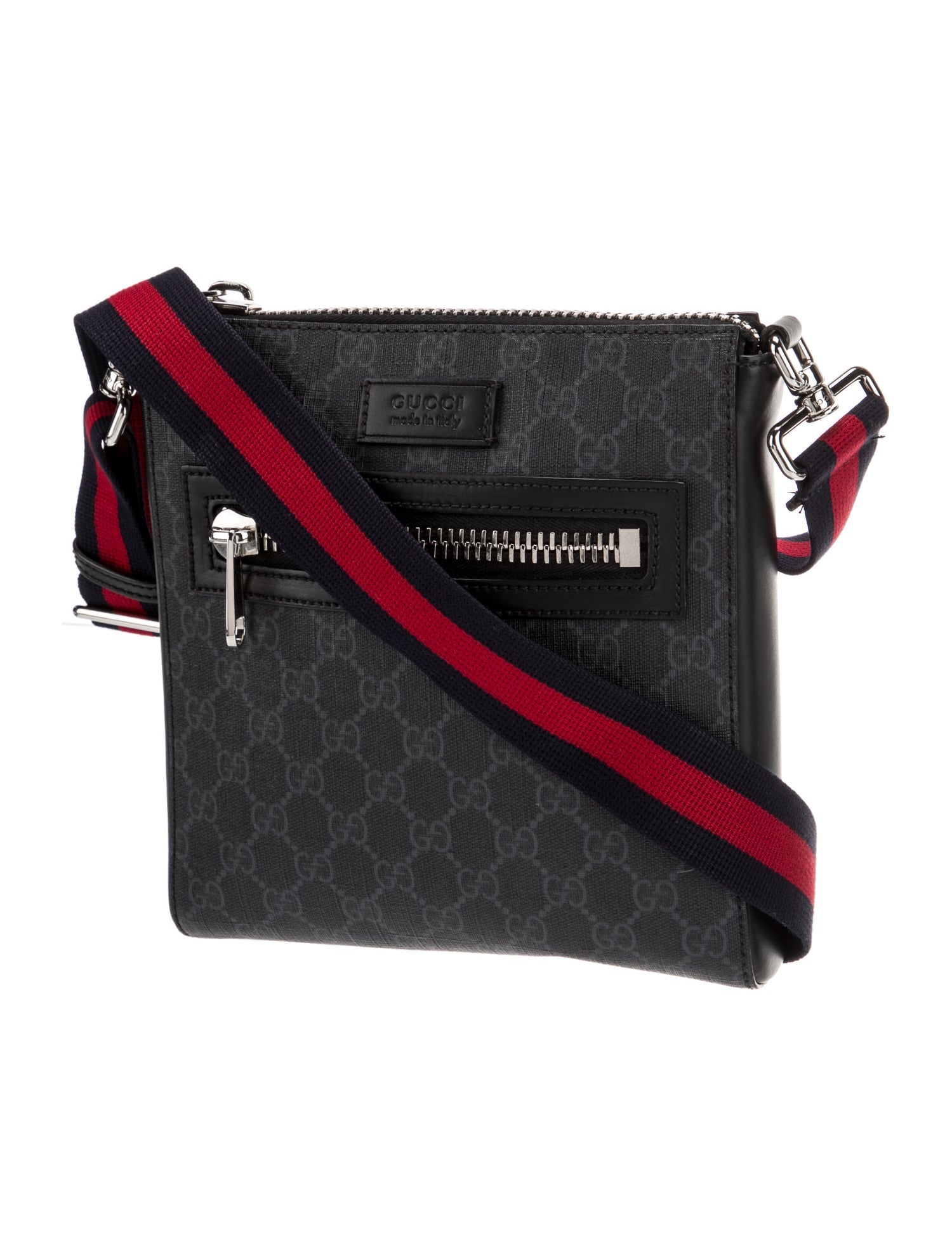 Gucci GG Supreme GG Supreme Monogram Web Small Flat Messenger Bag