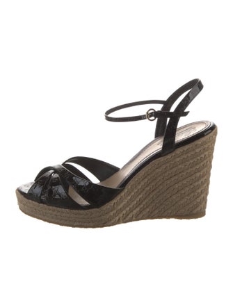 Gucci Microguccissima Pattern Patent Leather Espadrilles