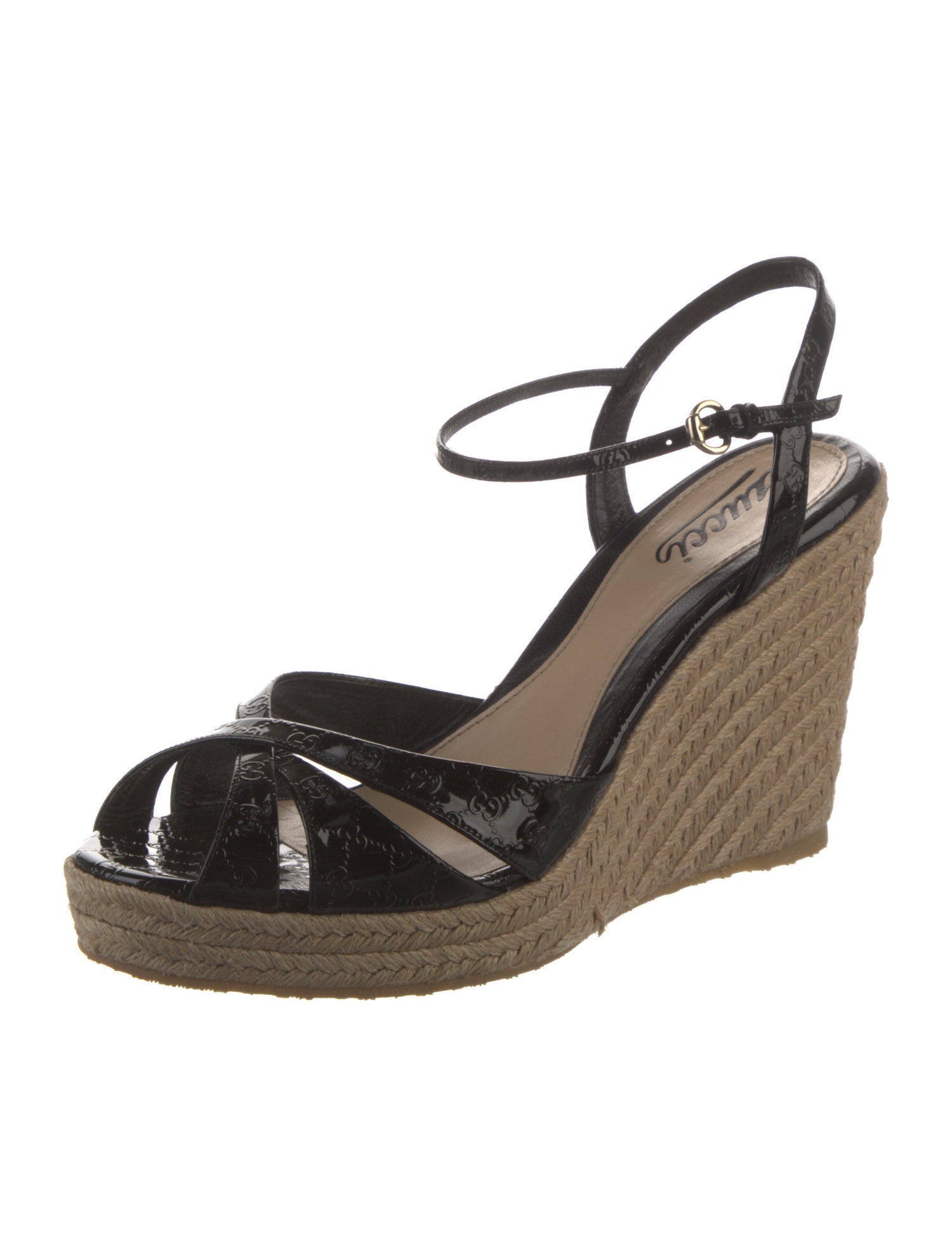 Gucci Microguccissima Pattern Patent Leather Espadrilles