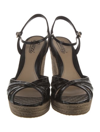 Gucci Microguccissima Pattern Patent Leather Espadrilles