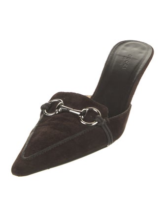 Gucci Horsebit Accent Suede Mules