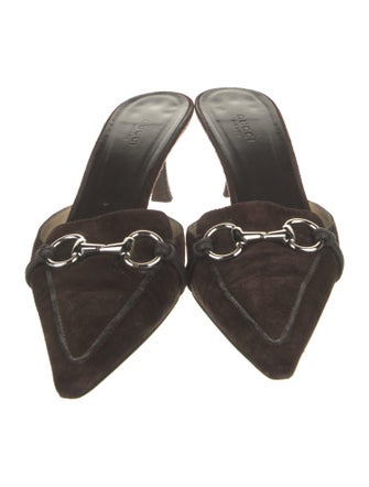 Gucci Horsebit Accent Suede Mules
