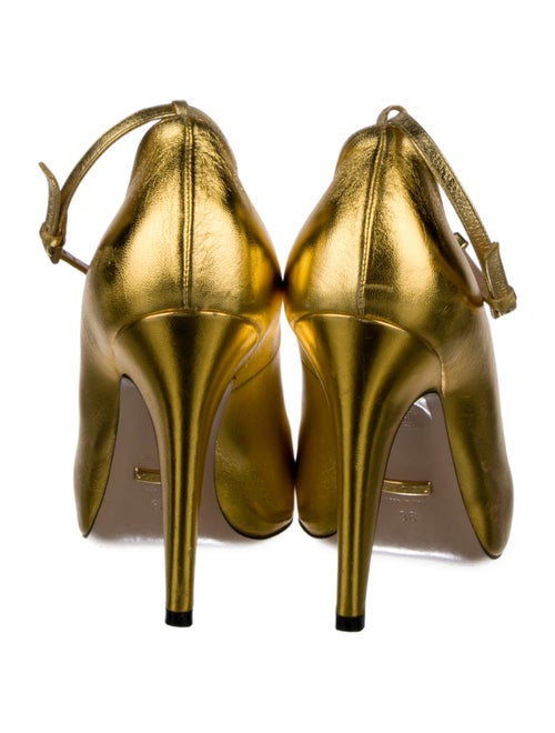 Gucci Leather Embroidered Accent T-Strap Sandals