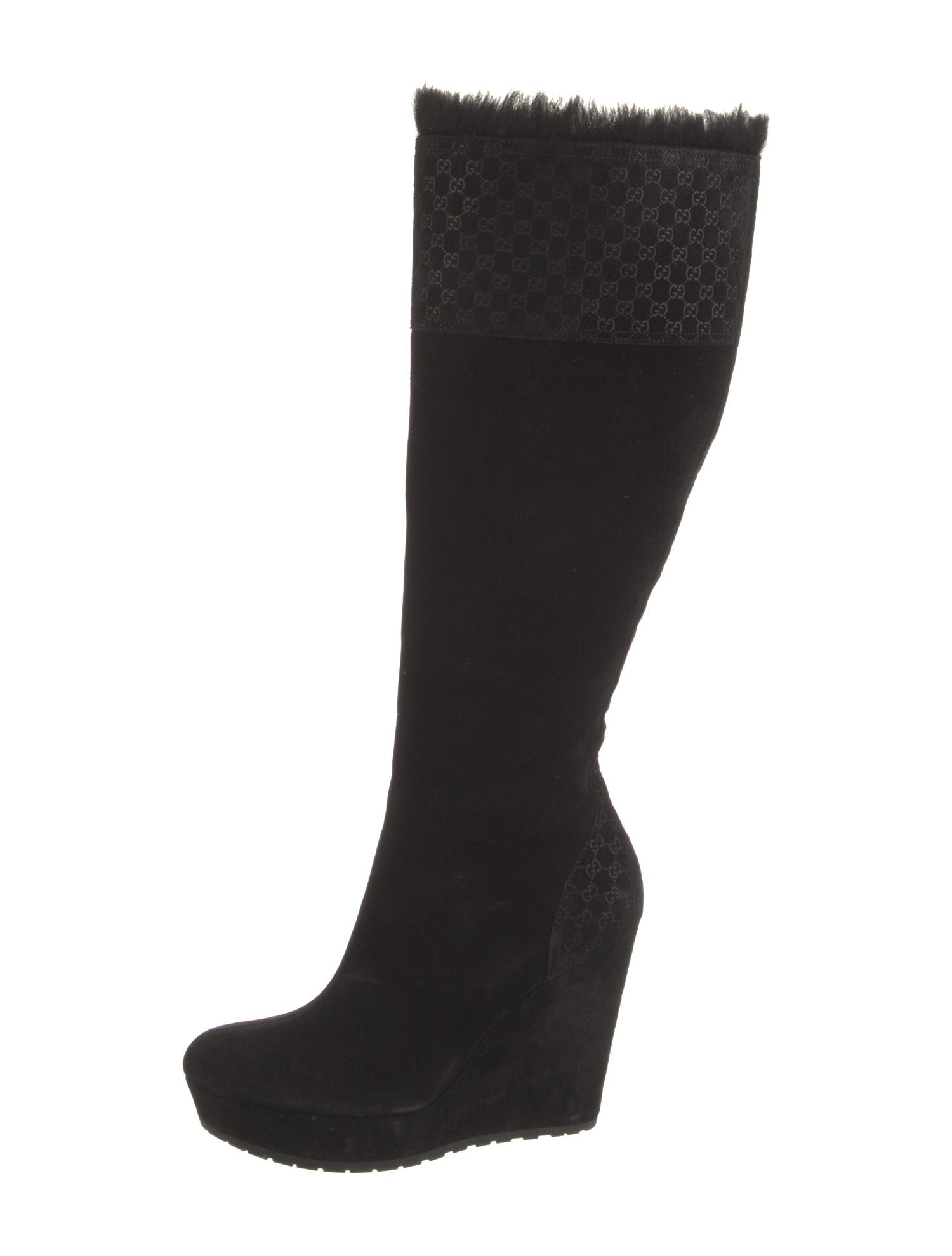 Gucci Suede Fur Trim Boots