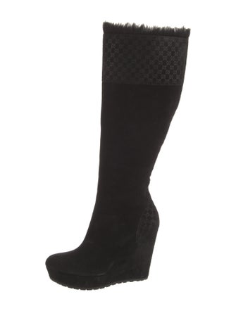 Gucci Suede Fur Trim Boots
