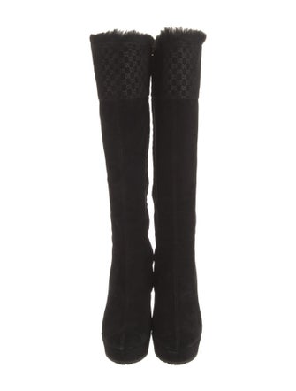 Gucci Suede Fur Trim Boots