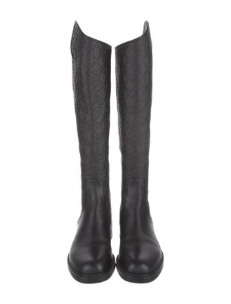 Gucci GG Logo Leather Riding Boots