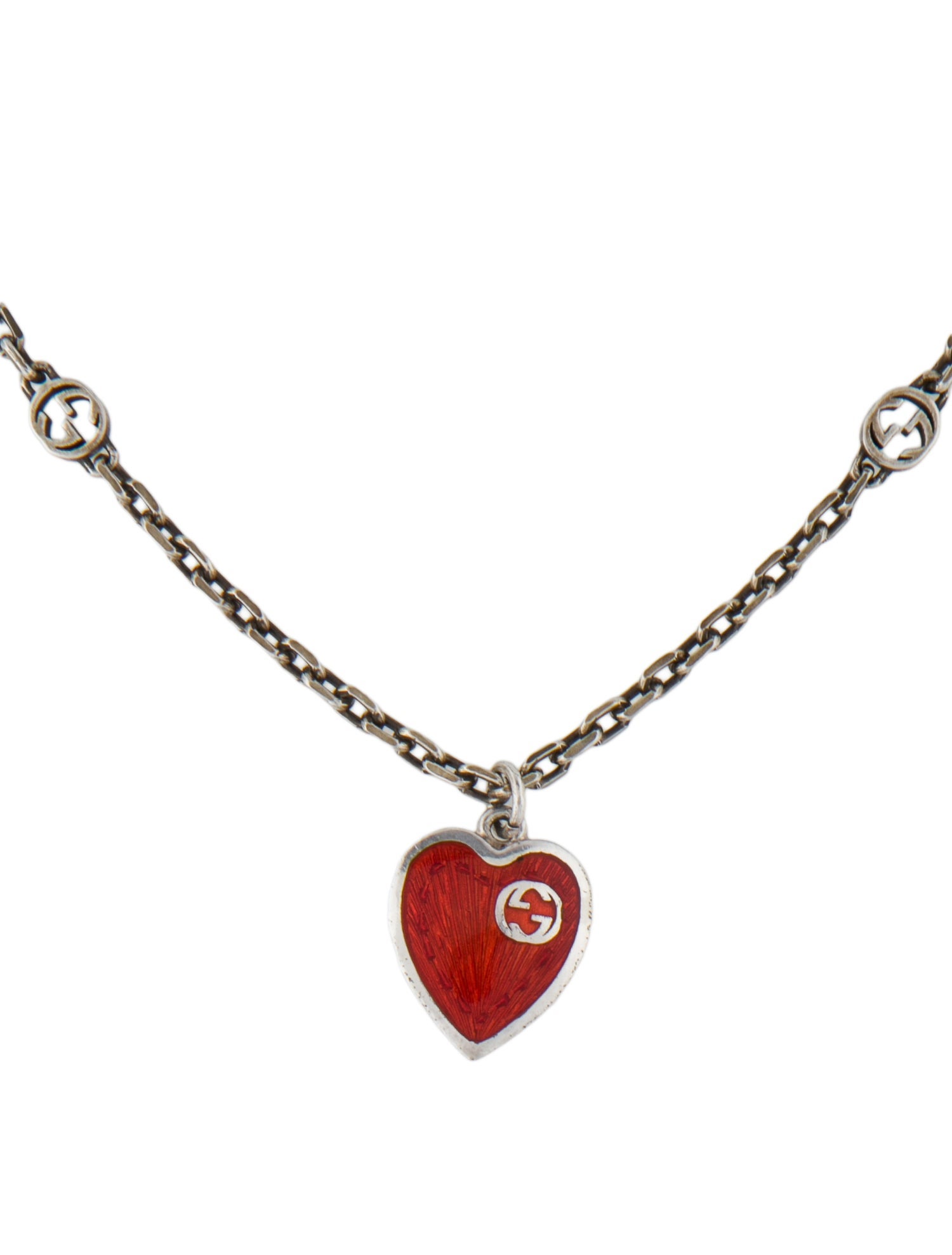 Gucci Enamel Interlocking G Pendant Necklace