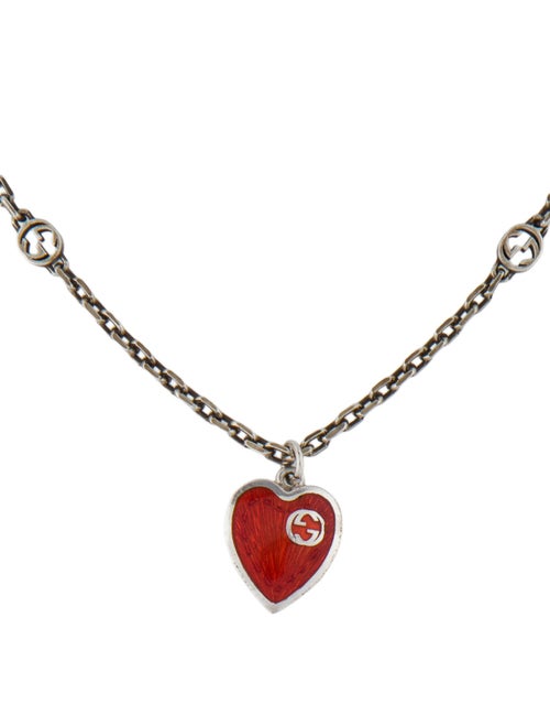 Gucci Enamel Interlocking G Pendant Necklace