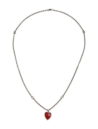 Gucci Enamel Interlocking G Pendant Necklace