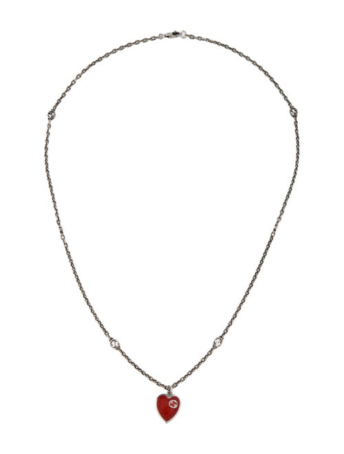 Gucci Enamel Interlocking G Pendant Necklace