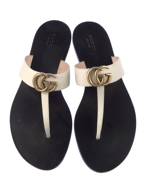 Gucci Double G Logo Leather Slides
