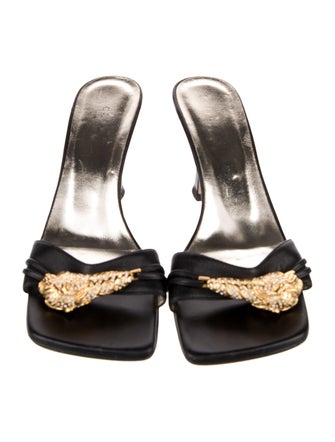 Gucci Tiger Head Accent Leather Slides